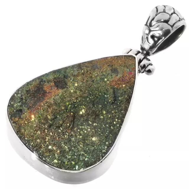 925 Silber Freiform Russische Pyrit Druzy Quarz Drusy Sterling Anhänger,