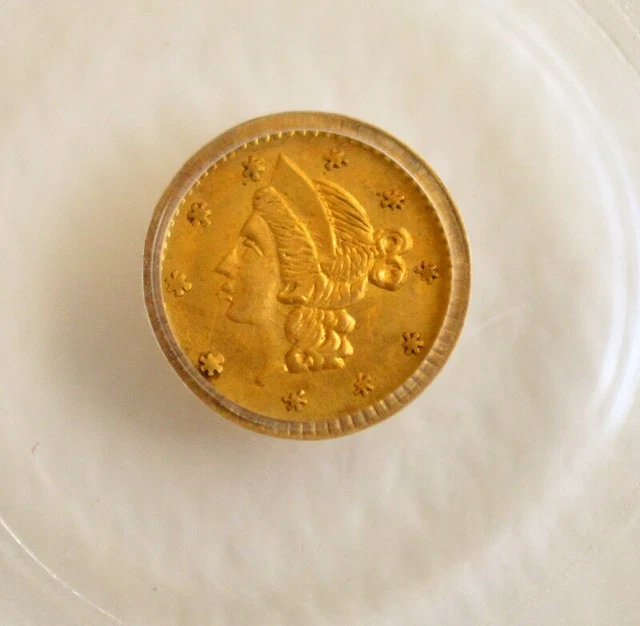 No Date 25c Round Liberty Head California Fractional 10 Stars Type 7 PCGS MS63