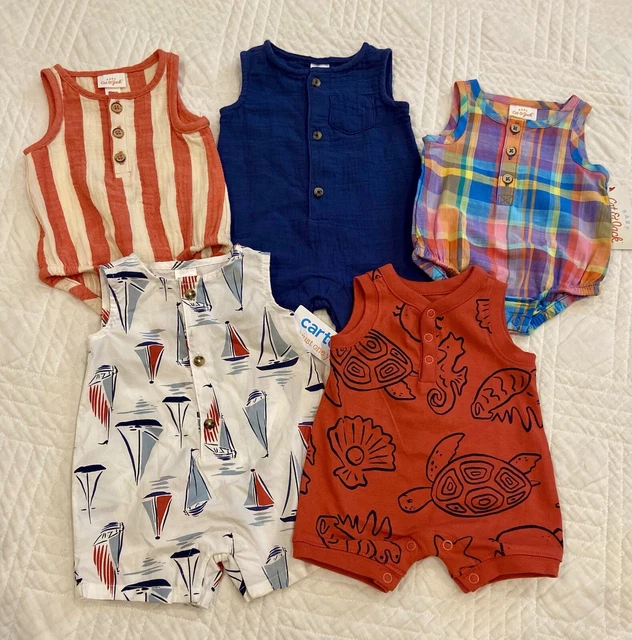 Newborn Baby Boy Summer Bundle 5 Outfits Carter’s And Cat & Jack