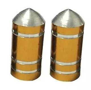 2x Metallic GOLD Metal Steel Dust Valve Wheel Tyre Caps (DC8) Motorbike P