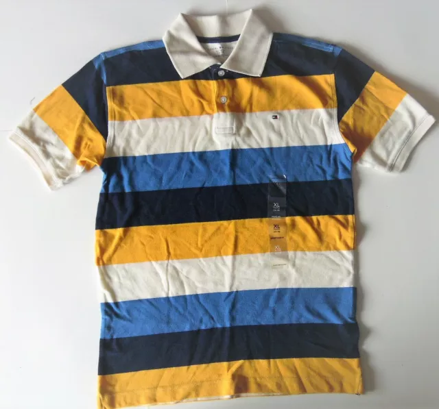 Tommy Hilfiger Boys Polo Short Sleeve Striped Shirt Size XLarge 16-18 NWT