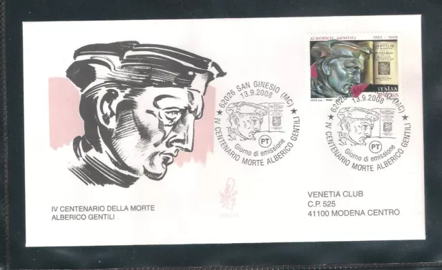 2008 Italia Fdc Venetia Alberico Gentili Busta 1497 It