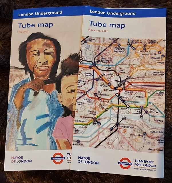 LONDON UNDERGROUND TUBE Map NEW for 2022 both Maps for 2022 (4) EUR