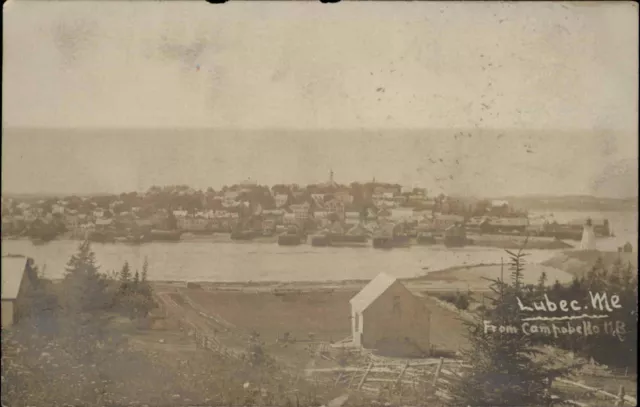 Lubec ME Birdseye View c1905 Real Photo Postcard