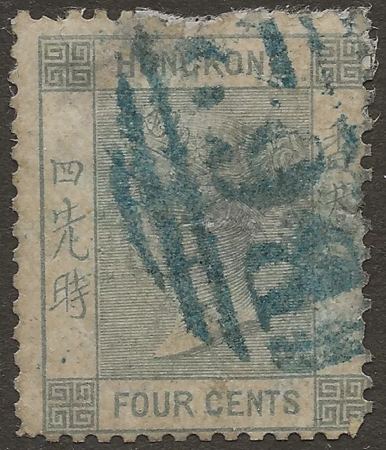 Hong Kong 1863 QV 4c Greenish Grey SG9d Used