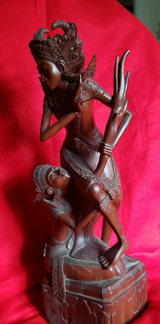 Rama Sinta Sita Sculpture Love Art Hand Carved Wood Statue