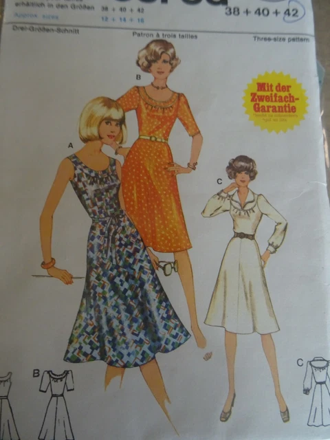 20982 Patron Vintage Burda 3 Creations Robe Printemps Ete Elegante  38 Au 42