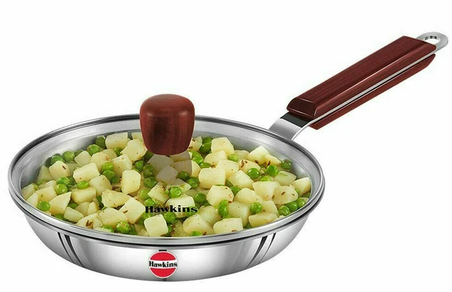 Sartén de inducción de acero inoxidable Hawkins compatible con tapa de vidrio de 1 litro