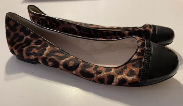 Michael Kors NWOB Women's 10 Calf Hair Leopard Print Ballet Flats w/ Patent Toe