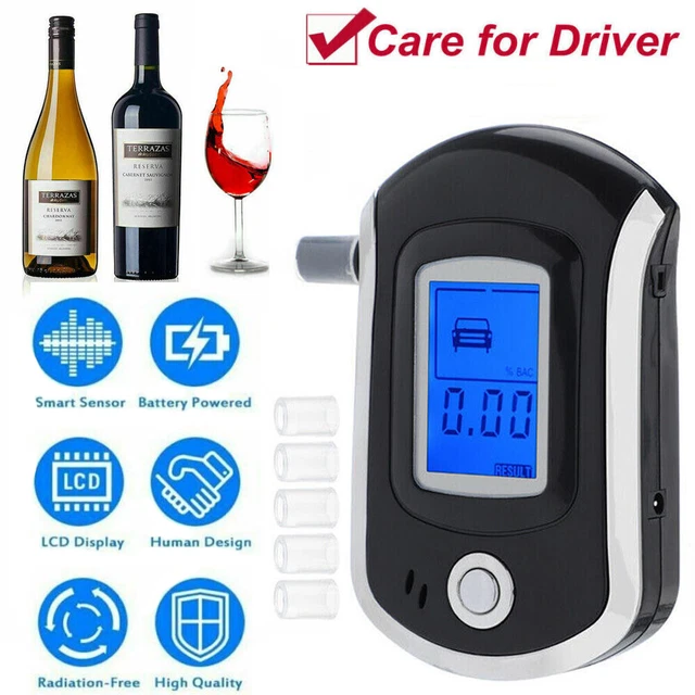 Probador de alcohol sensor digital probador de alcohol LCD Au de policía con 20 boquillas