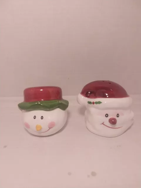 The Cellar CHRISTMAS TWILIGHT Salt & Pepper Shakers Figural Santa Snowman