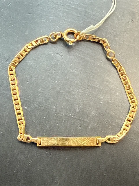 Bracelet Gourmette Tank Ancien - Maille, Plaqué Or 18k, Style Jonc - Occasion Vintage