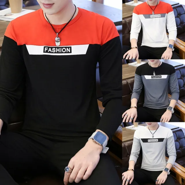 Stylish Top Mens Long Sleeve Muscle Polyester Regular Slim Fit T-shirt