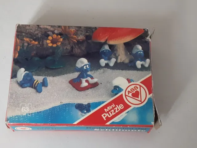 Vintage Mini  Puzzle Schtroumpf Peyo 63  Pièces  Complet Puzzle Ass Année 80