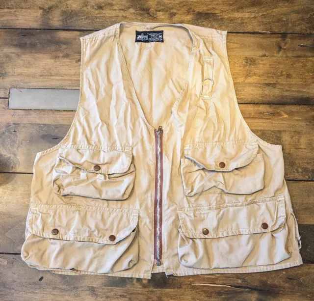Vintage 60s 70s Pacific Sportswear Fly Fishing Vest Hong Kong Med  Cotton/Leather
