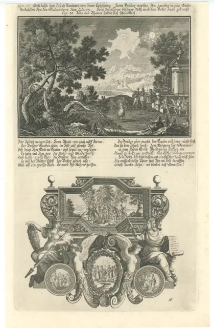 GOTT SENDET JOSEPH TRÄUME, 2 Orig. - Kupferstiche Johann U. Krauss 1706