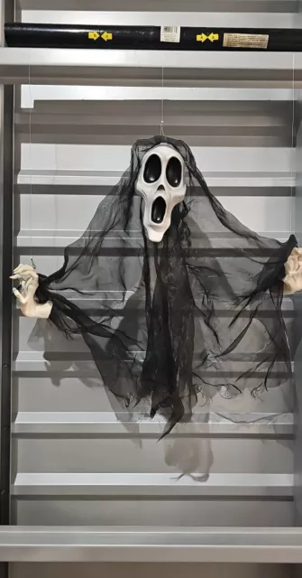 Gemmy Floating Grim Reaper Ghost Scream Face 2 Feet Wide Animated Halloween Prop