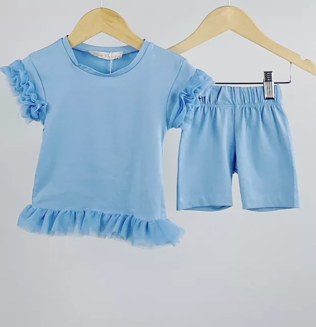 Girls Kids Lounge Wear Sets  Ruffle Frill Two Piece 2, 4, 6, 8, 10 Years