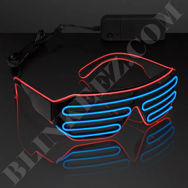 RED BLUE EL WIRE LED Glasses Light Up Shades Flashing Rave Festival Party Neon