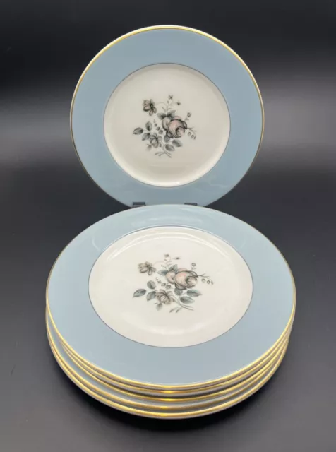 Royal Doulton Rose Elegans Vintage Side Plates X 6 Duck Egg