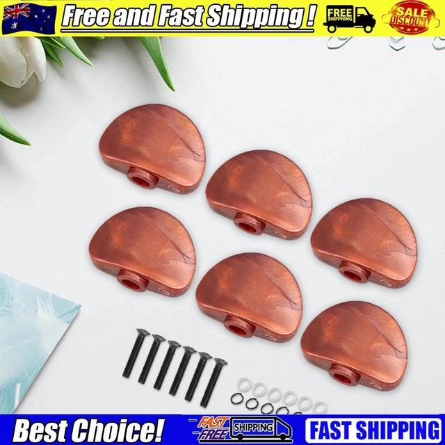 6Pcs Guitar Tuning Pegs Buttons Tuning Key Replacement with Black Srews (Coffee)