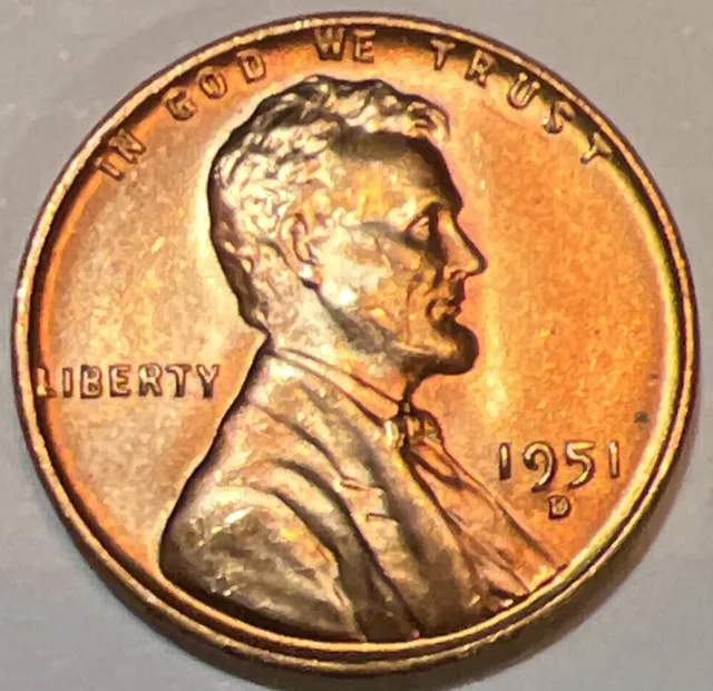 RED BU 1951-D LINCOLN WHEAT CENT / PENNY Denver Mint - The Coin Shown Ships A1