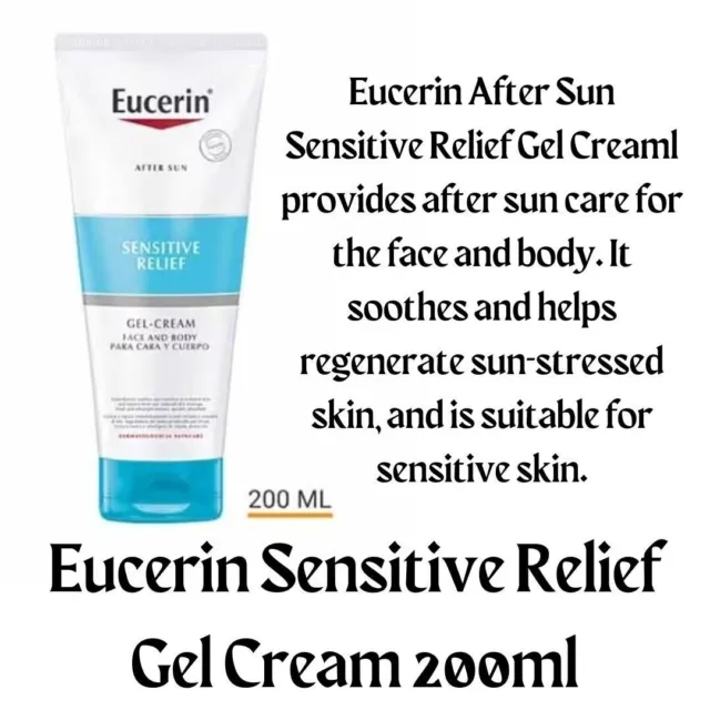 Gel crema Eucerin Sun Sensitive Relief After Sun para rostro y cuerpo 200 ml. TOTALMENTE NUEVO