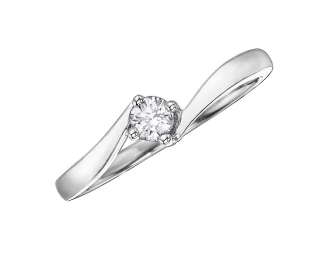 0.18ct Rond Naturel Solitaire Diamant 14k Blanc Solide Or Bague Grappe Taille 7