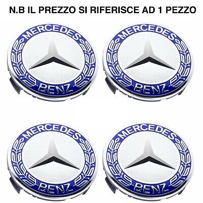 C & E 4 TAPPI COPRIMOZZO 75MM SILVER PER MERCEDES BENZ CERCHI LEGA CLASSE A B C E GLE 