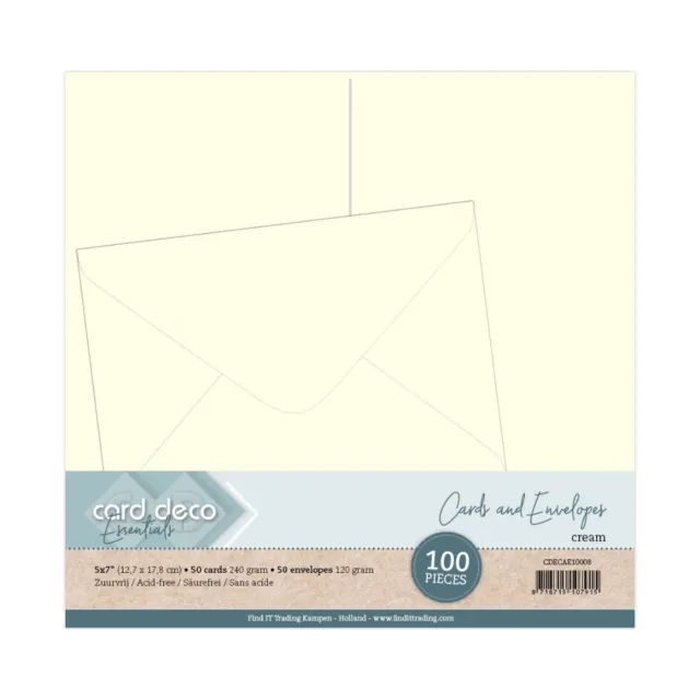 Card Deco Karten & Umschläge - creme - 100 tlg. / 12,7 x 17,8 cm
