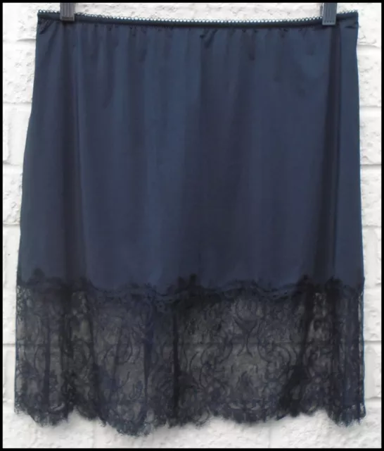 Vintage half slip black lace trim underskirt  fits size 10-12 UK