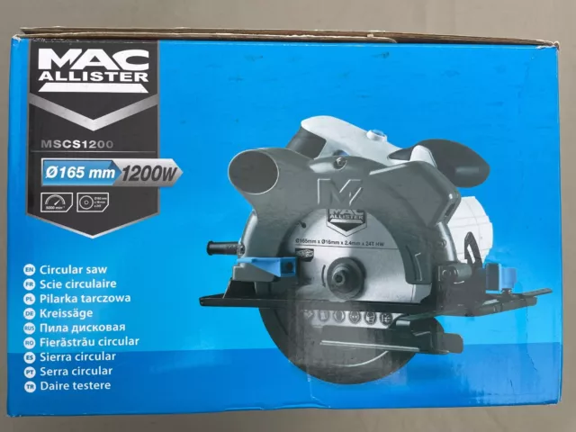 MAC ALLISTER CORDED Circular Saw MSCS1200 1200W 220 240V 165mm