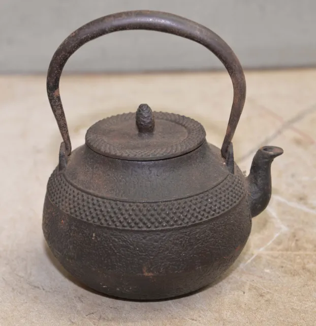 Antique Japanese ceremonial cast iron tea kettle pot utinsel collectible Asian