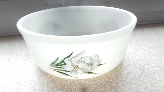 Saladier Vintage Arcopal – Motif Fleuri – Verre – Années 70/80