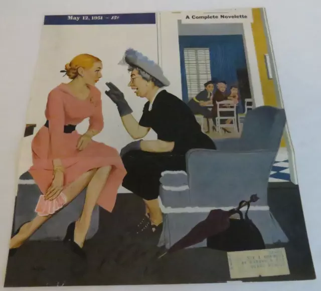 George Hughes Artist Illustration Magazine Clipping SEP May 12,1951 Women Cards