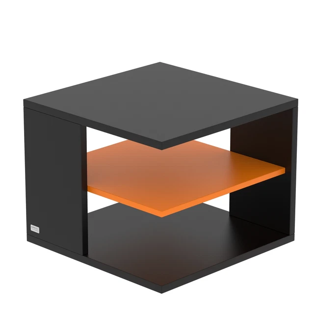 Mesa Auxiliar Neo Negro Madera Mesita Baja Mesa Sofá Moderno Akzentfarbe Naranja