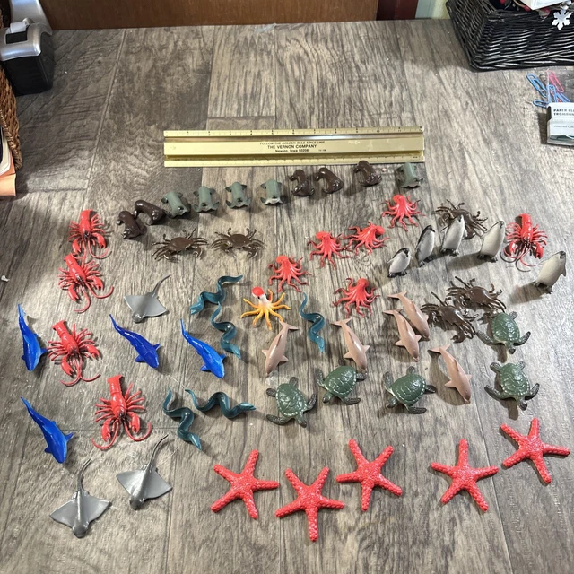 Lot of 50+ Plastic Sea Animals Sharks, Sting Ray, Seals, Octopus, Whales & more