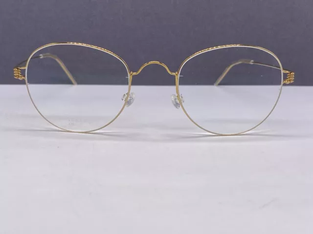 Lindberg Eyeglasses Frames men woman Round Titanium Air Rim Jorn 47 Gold Panto