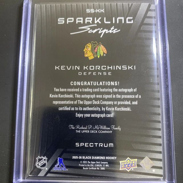 2025-26 UPPER DECK BLACK DIAMOND SPARKLING SCRIPTS AUTO 17/25 Kevin ...