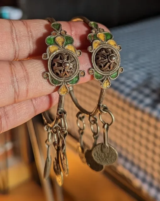 Antique Berber Earrings - Enamel, Morocco