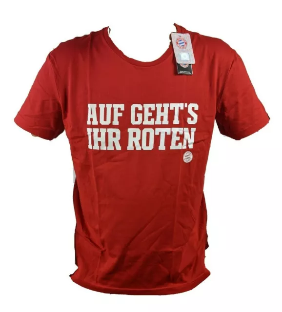 NEU Adidas FC Bayern München T-Shirt Gr XL Fußball "Auf Gehts ihr Roten " Trikot