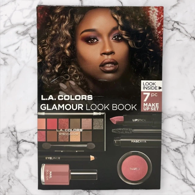Juego de maquillaje LA Colors Glamour Look Book 7 piezas Glam Queen rubor lápiz labial delineador de ojos