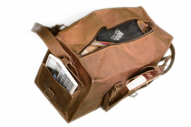 NEUF CUIR SAC Voyage Polochon Weekender Grand Gym Séjour D'une Nuit