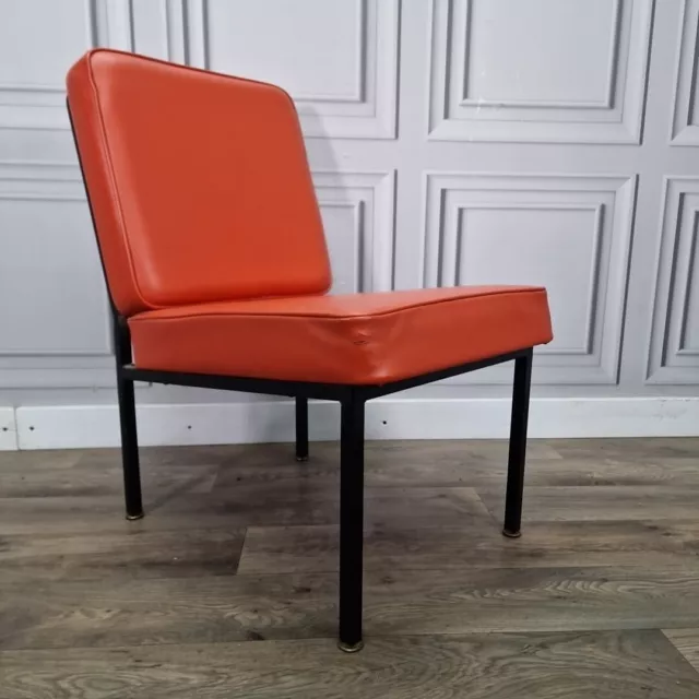 Vintage Mid-Century Vinyl Easy Lounge Reception Chair - Retro Scandi MCM Danish 2