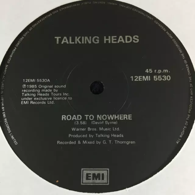 Talking Heads Road To Nowhere 12'' Vinyl Emi Records 12Emi5530 1985