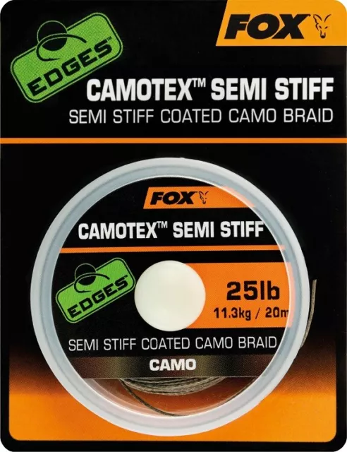 Fox CamoTex Semi Stiff Camo Carp Fishing Coated Braid  - "The Edges" Range