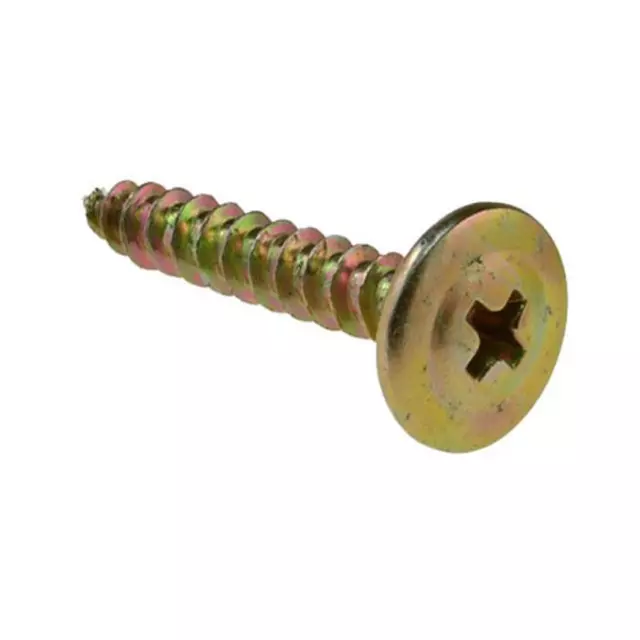 Qty 10 Button Stitch Screw 8g-15 x 25mm Zinc Yellow Needle Stitching Timber