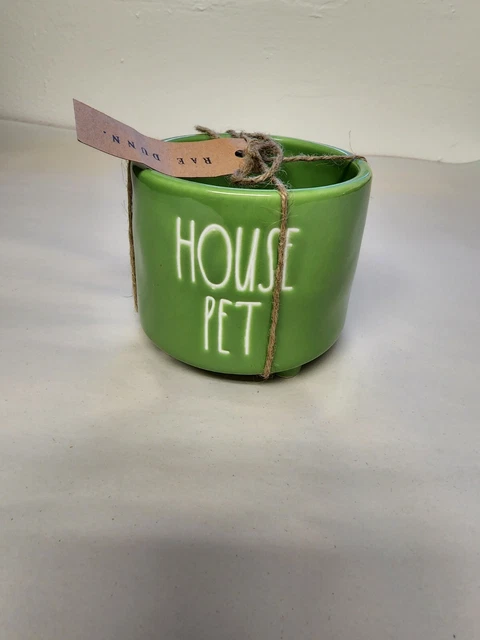 Rae Dunn “HOUSE PET” Small Green Ceramic Planter Pot Brand New
