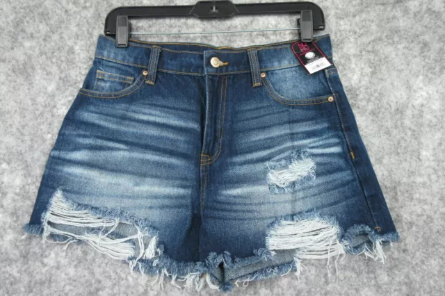 NoBo Shorts Women 7 Jr Cut Off Destructed Mom Fit Shortie Holes Blue Jen Denim