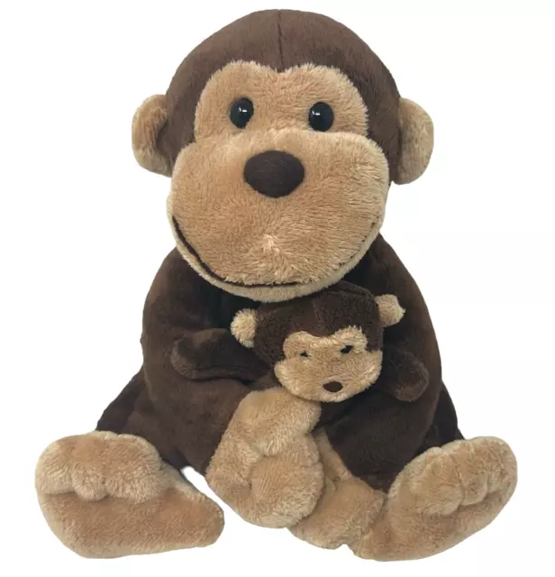 Babies R Us Monkey Mom & Baby Brown Plush Stuffed Animal Toy 8” Jungle